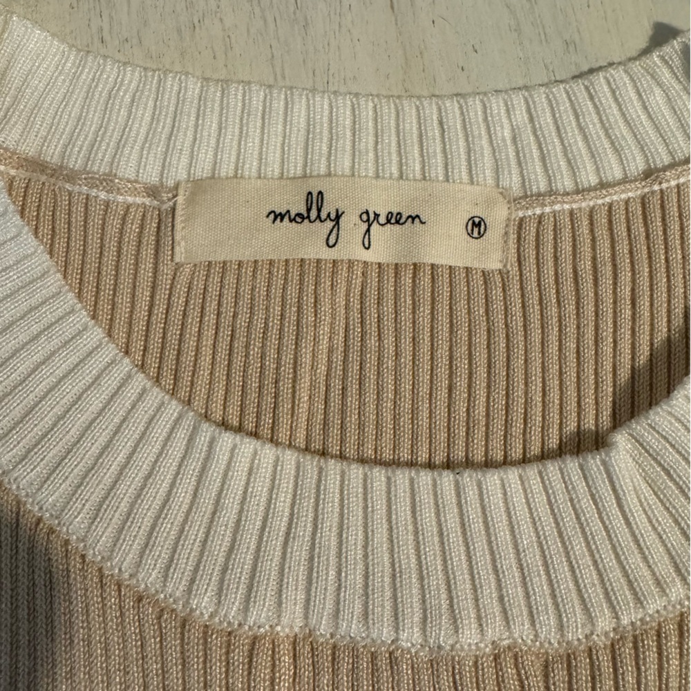 Molly Green Tan and Cream Sleeveless Cropped Top - Picture 5 of 8